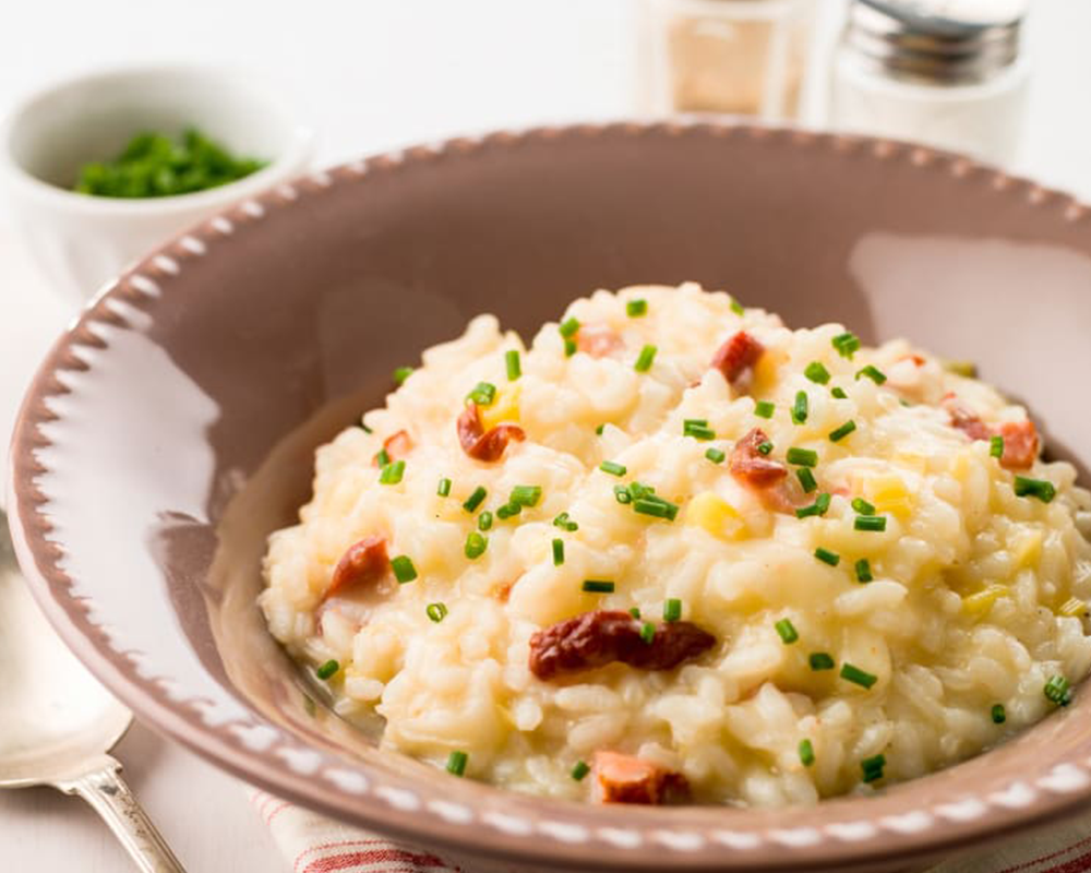 Receita de Risoto de Alho Poró e Bacon