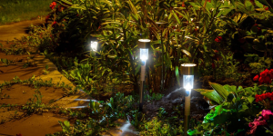 iluminação solar para jardim