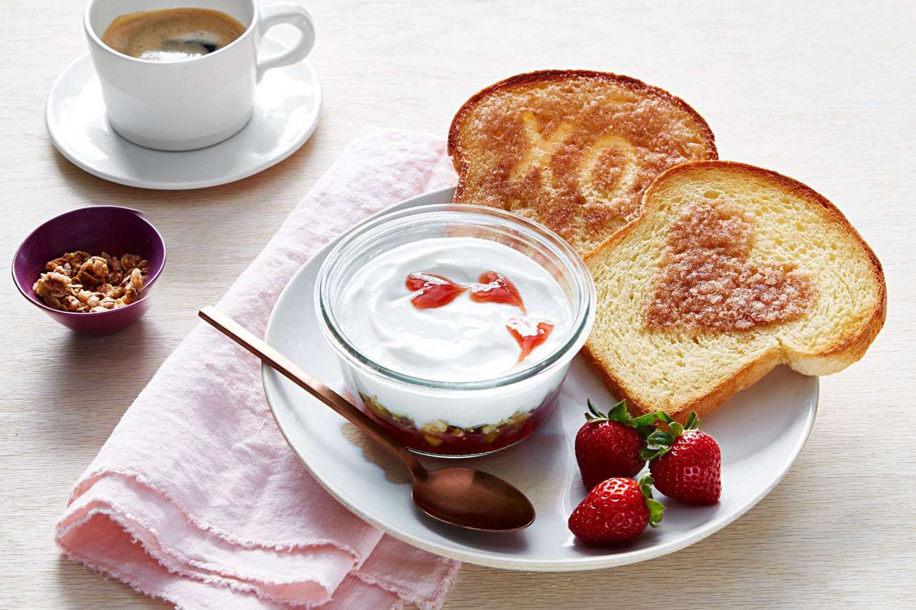 comida de café da manhã romântico