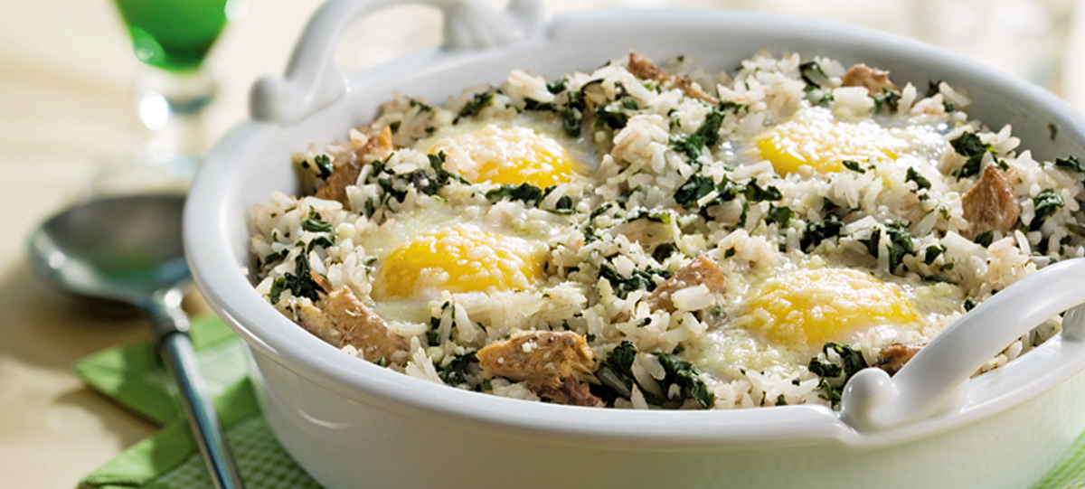 Arroz de Forno de Espinafre com Sardinha