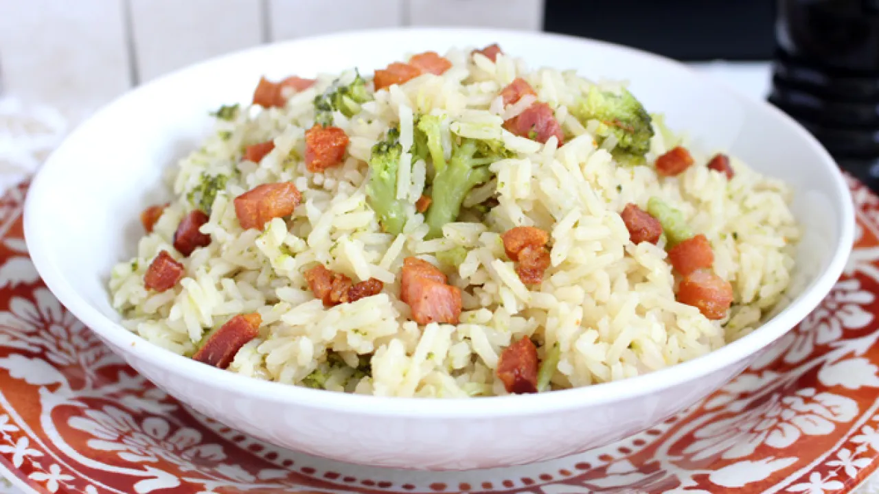 Arroz com Brócolis e Bacon