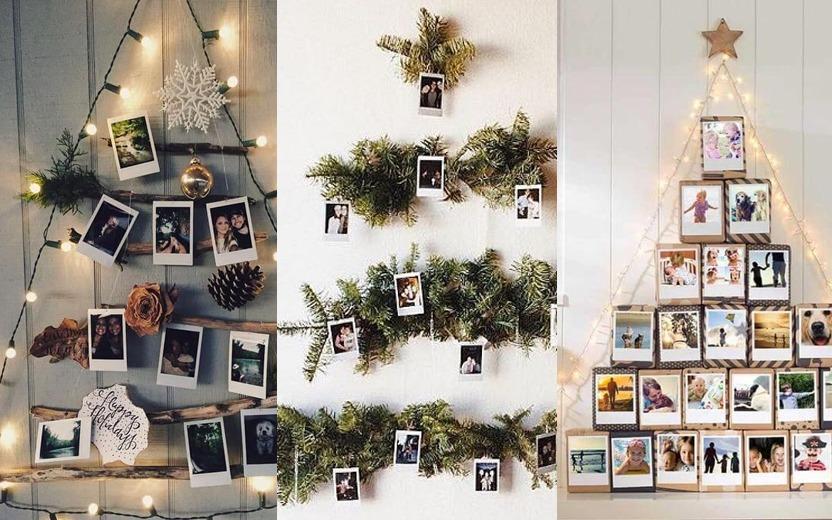 fotos de família em mural de natal