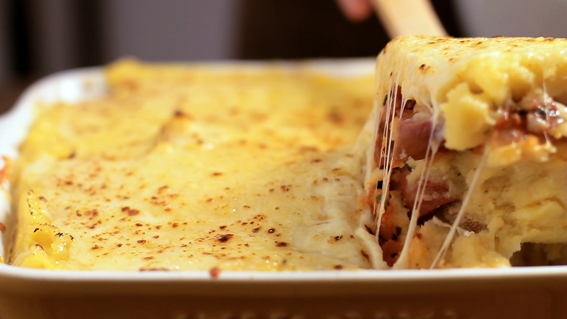 Polenta Gratinada com Queijo e Bacon