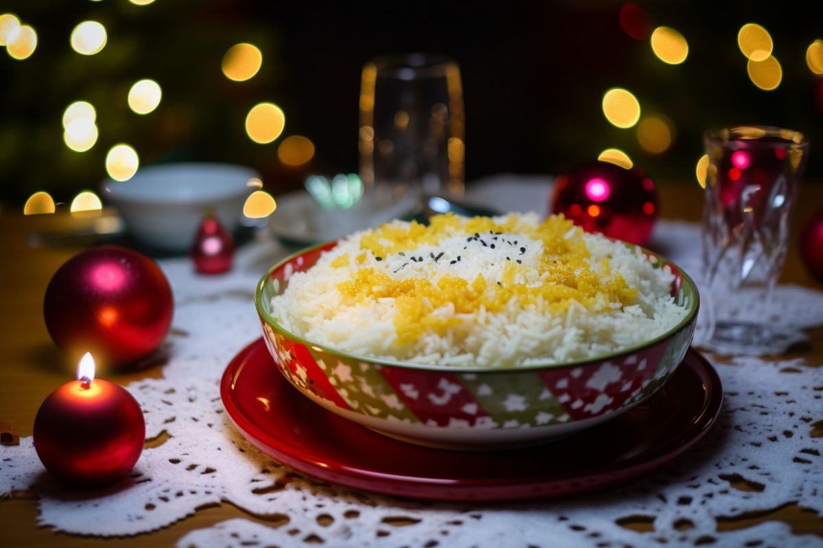 arroz colorido para o natal