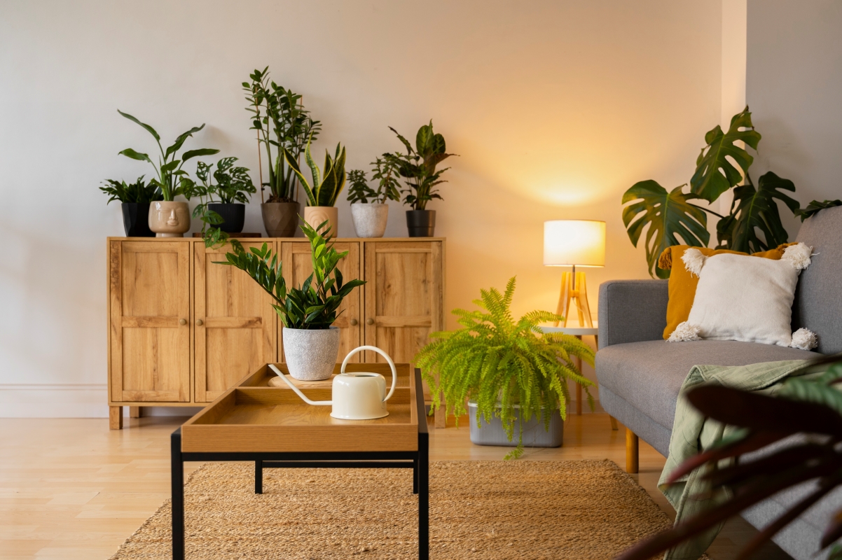 Sala decorada com plantas (Foto: Freepik)