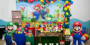 decoração de aniversário com tema mario bros