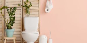 lavabo com parede cor de rosa