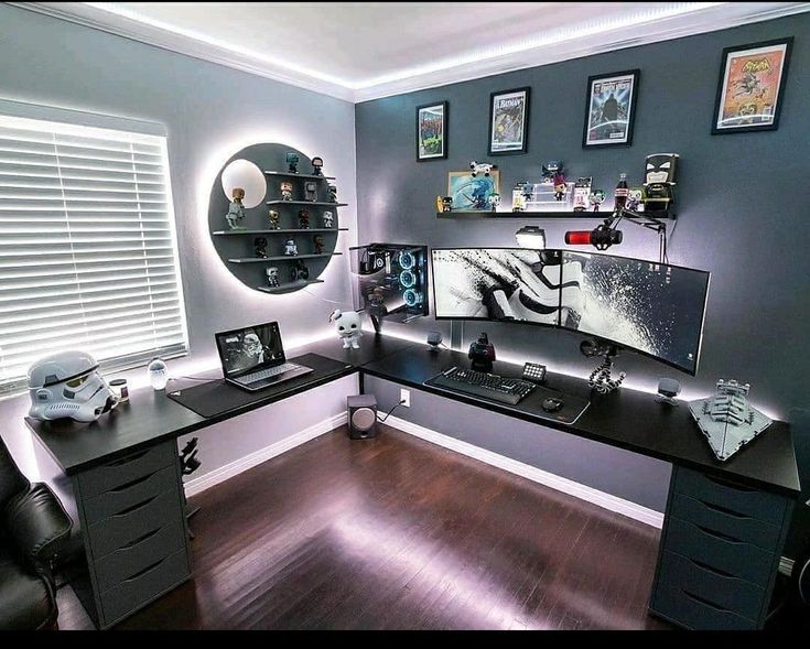 quarto gamer masculino mesa gamer