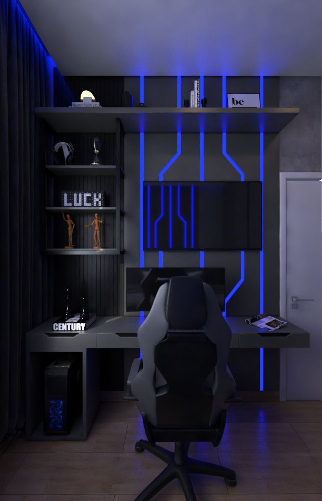 luzes LED no quarto gamer como decorar