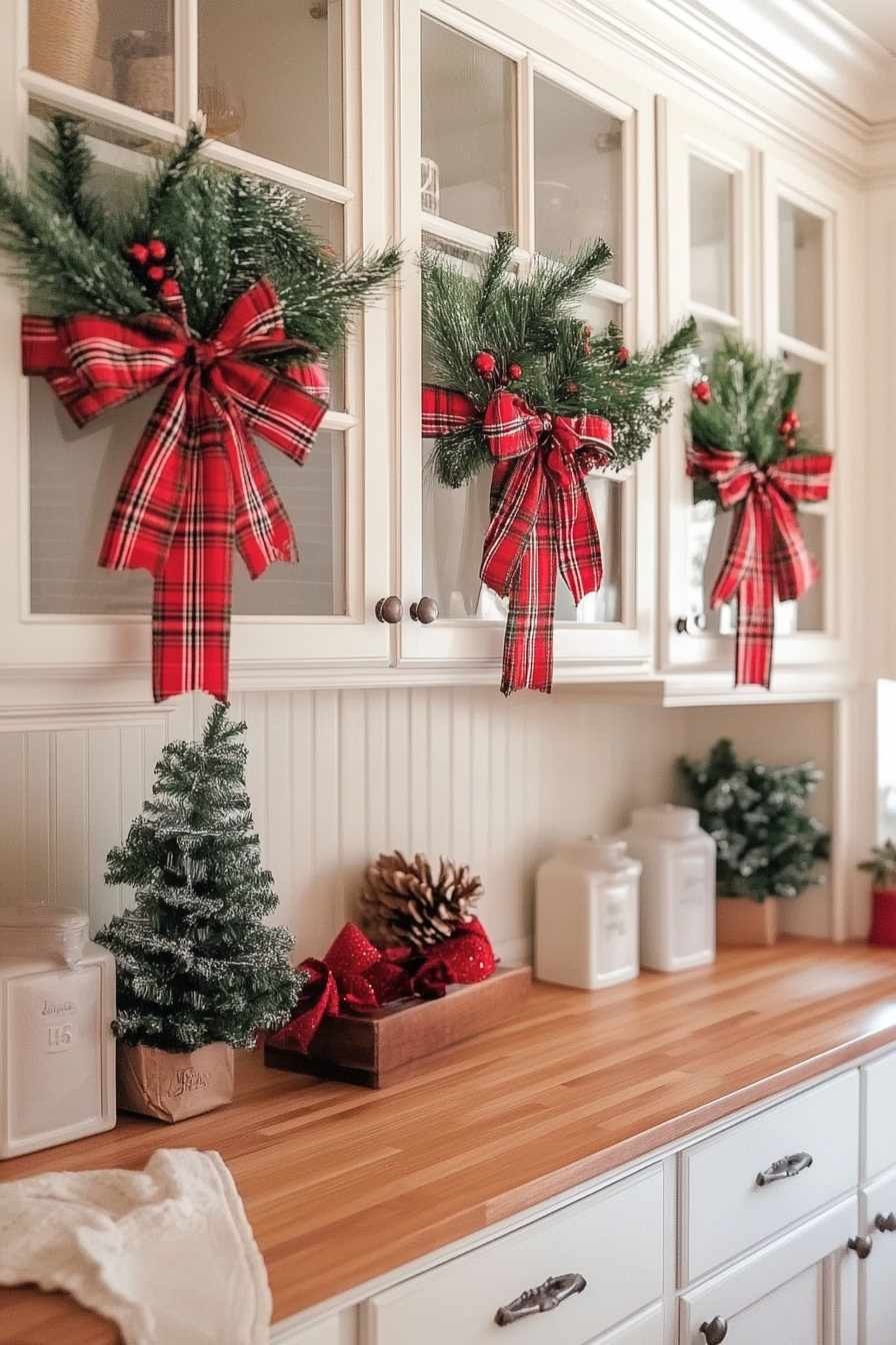 armários de cozinha decorados para natal