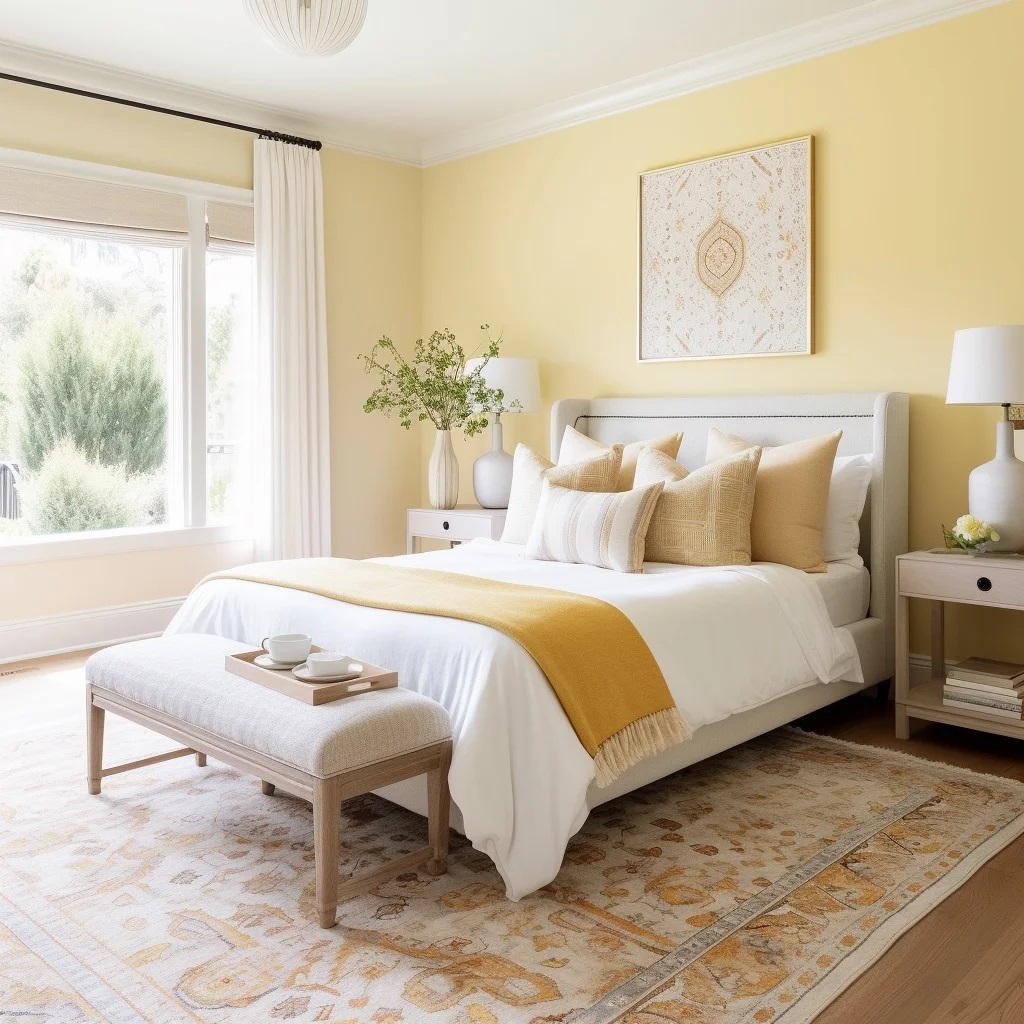 quarto em amarelo-claro